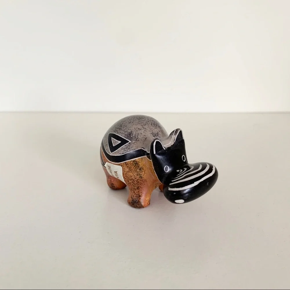 Stone hippo statuette